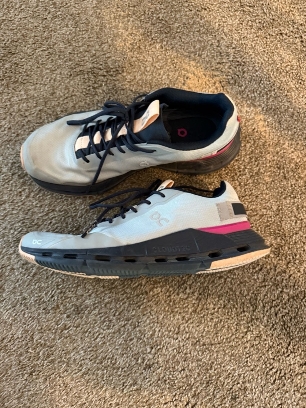 On cloud Running Women's Light Blue and Pink Cloudnova Sneakers - Picture 4 of 5